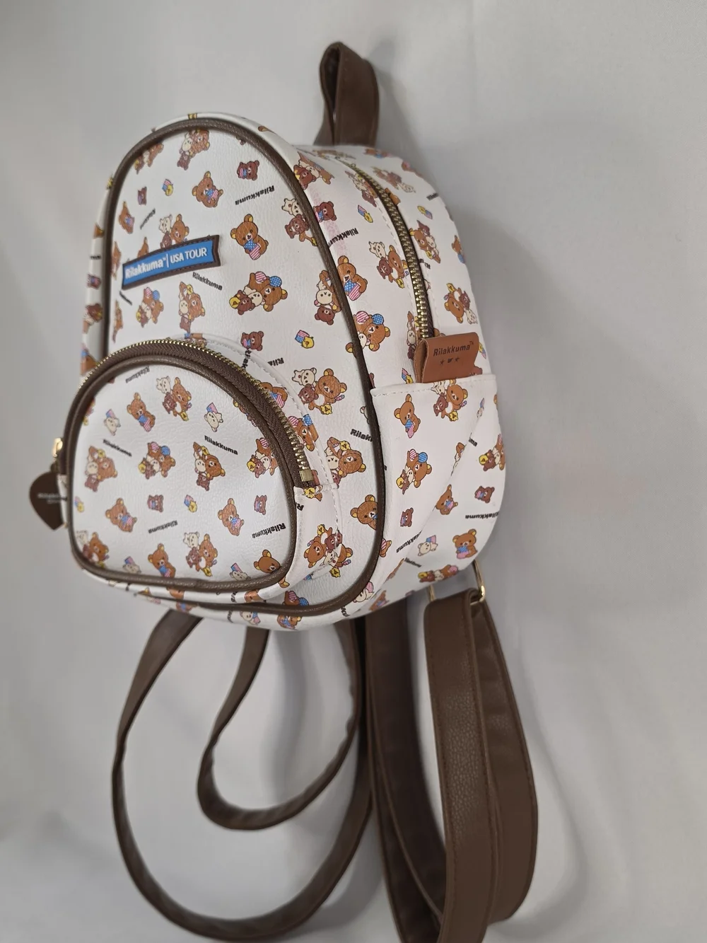 San-X Rilakkuma USA Tour 20th Anniversary Mini Backpack White Brown Kawai